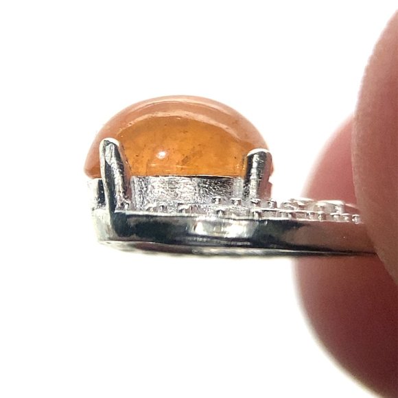 Spessartine Garnet 2.23ct Platinum Finish Solid 925 Sterling Silver Pendant - Picture 3 of 6